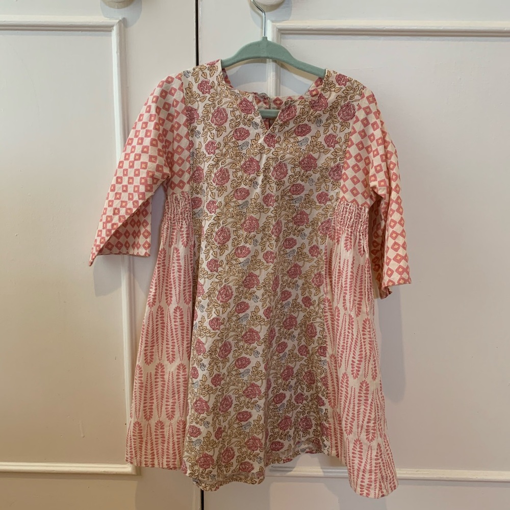 Pink chicken Mixed Print Dress 2T